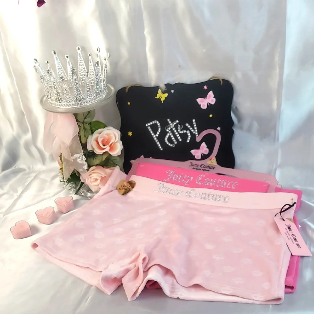 1962 Juicy Couture Pink with Crow Sleep Shorts Set of 2 NWT